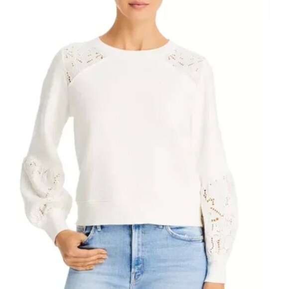 PAIGE Cotton Eyelet Sweatshirt | Size Medium - Picture 2 of 12